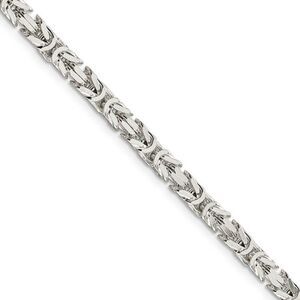 4.25mm, Sterling Silver, Solid Byzantine Chain Necklace, 18 Inch